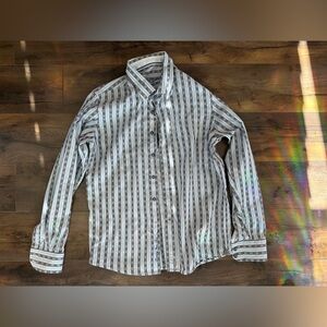 Robert Graham L 14-16 Cotton Stripe Button Down Shirt Boho Western